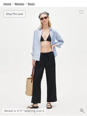 J. Crew Soleil 100% Linen Pant in Black